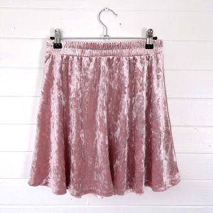H&M Girl’s Pink Crushed Velvet Skater Mini Skirt